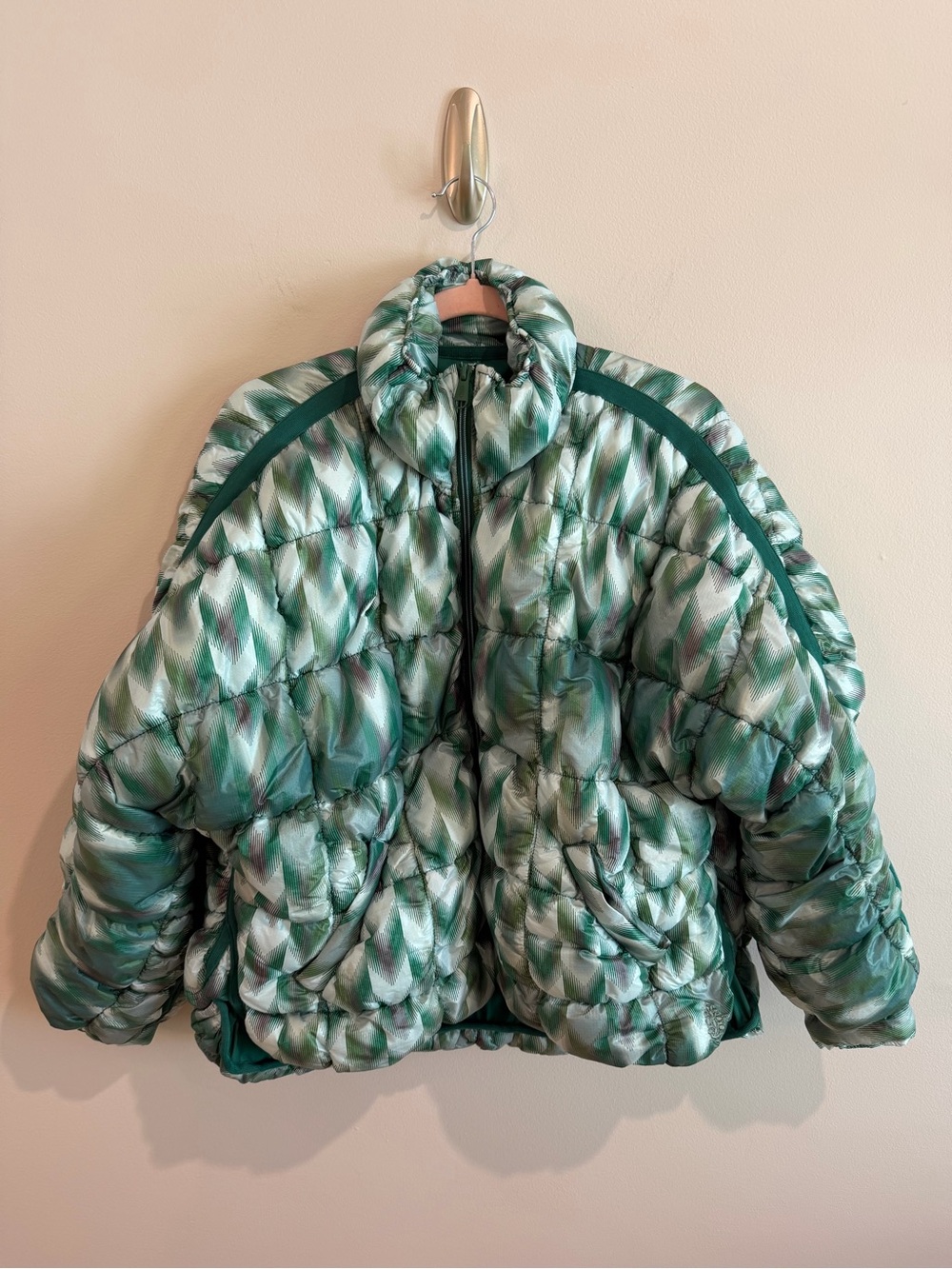 Free People Movement Green Glossy Pippa Heritage Combo Puffer Jacket
